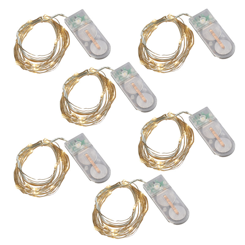 Battery Operated LED Fairy String Lights - 6 Count, Warm White