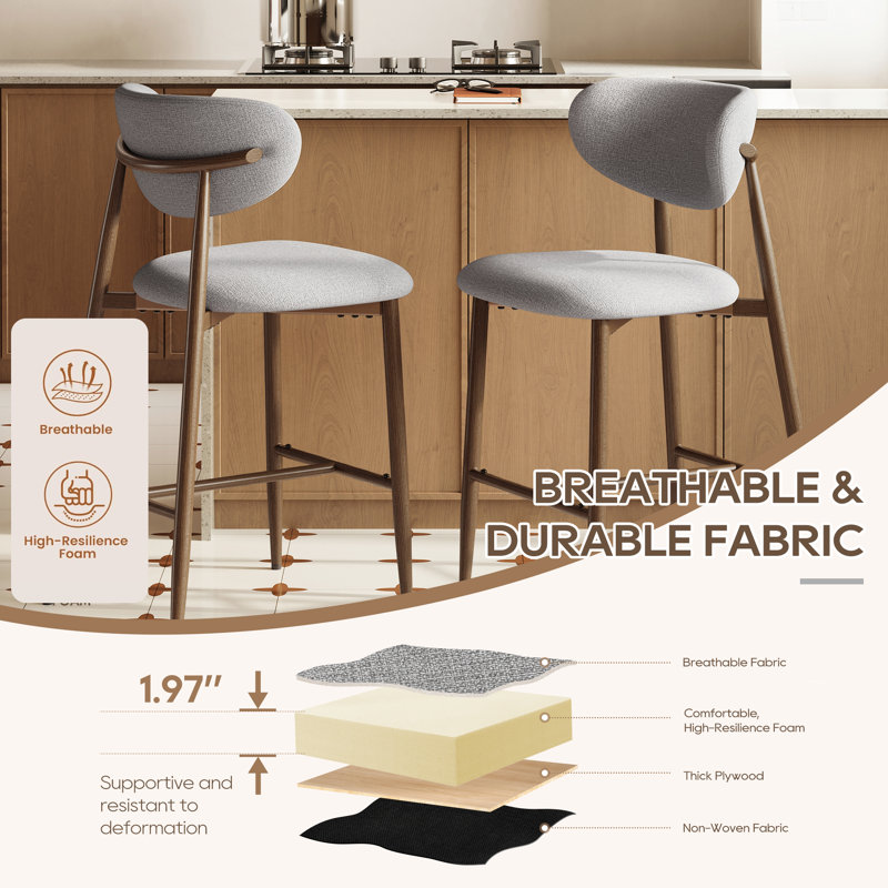 Tabouret de comptoir rembourré Westhampton, Gris, 4