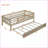 Twin Size Pine Wood Daybed with Trundle &amp; Guardrails, No Box Spring Needed, Natural-1907529911-1907529908