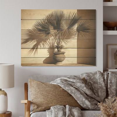 Beige Palms Palm Trees Bouquet Still Life - Palms & Palm Trees Wood Art On Natural Pine Wood -  Bay Isle Home™, BCA9AF408C3C40088A3BE20DD056DE46