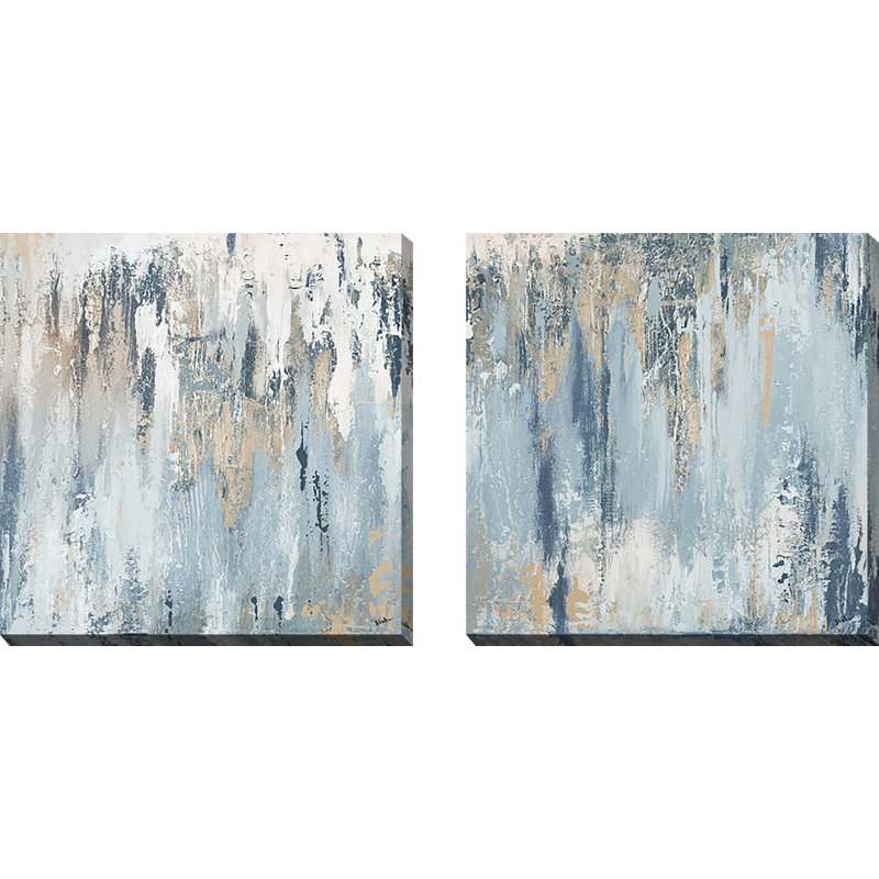 « Blue Illusion Square » par Patricia Pinto ‑ ensemble de deux reproductions à l'acrylique imprimées, 28 po x 28 po