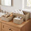 Paniers en osier, paniers de rangement tissés à la main avec poignées intégrées, paniers à tablettes en corde de papier pour l'organisation et la décoration