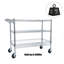 Chariot utilitaire roulant robuste, chariots roulants à 3 niveaux avec roues, avec guidon et tablettes, chariot de rangement 36 po x 18 po x 32 po pour la cuisine, le restaurant, la présentation des plantes, chrome