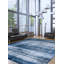 Tapis bleu foncé en laine noué à la main de conception unique 8 pi x 12 pi 7 po New Age