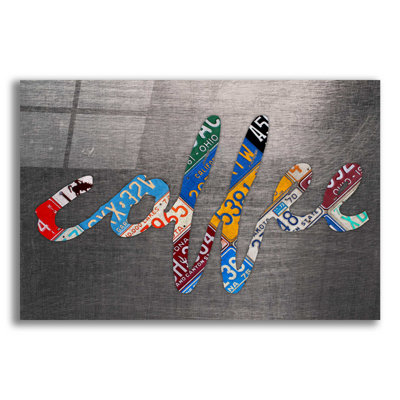 «Coffee Sign», art textuel sur métal / acrylique par Design Turnpike