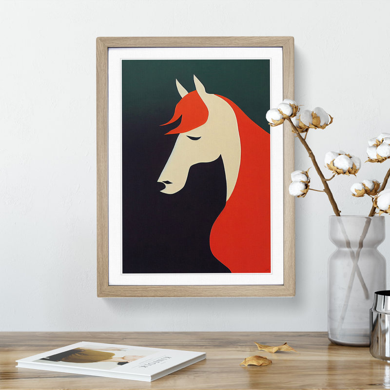 Abstract Horse No.8 - Framed Print, 46cm H x 34cm W x 2cm D, Oak
