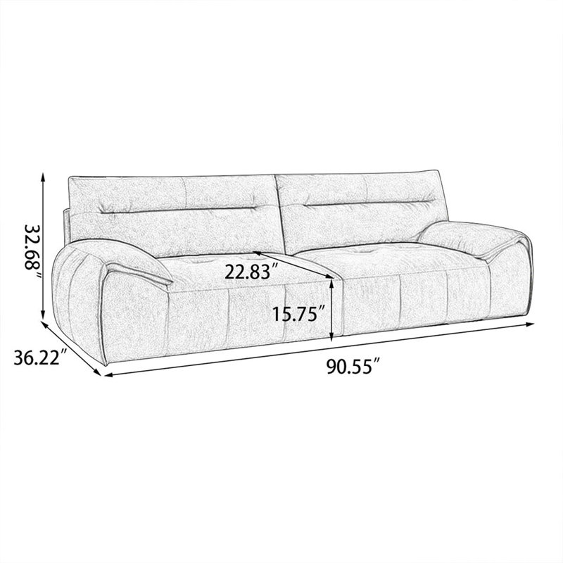 Canapé modulaire 100% polyester 90,55 po gris, Gris, L 90,55 po x P 36,22 po x H 32,68 po