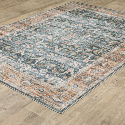 Tapis antidérapant bleu / rouille lavable à la machine Lake Macquarie
