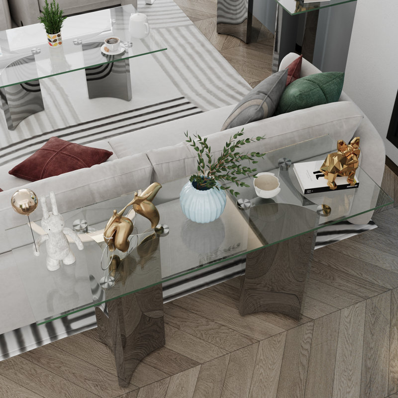Console en verre et argent