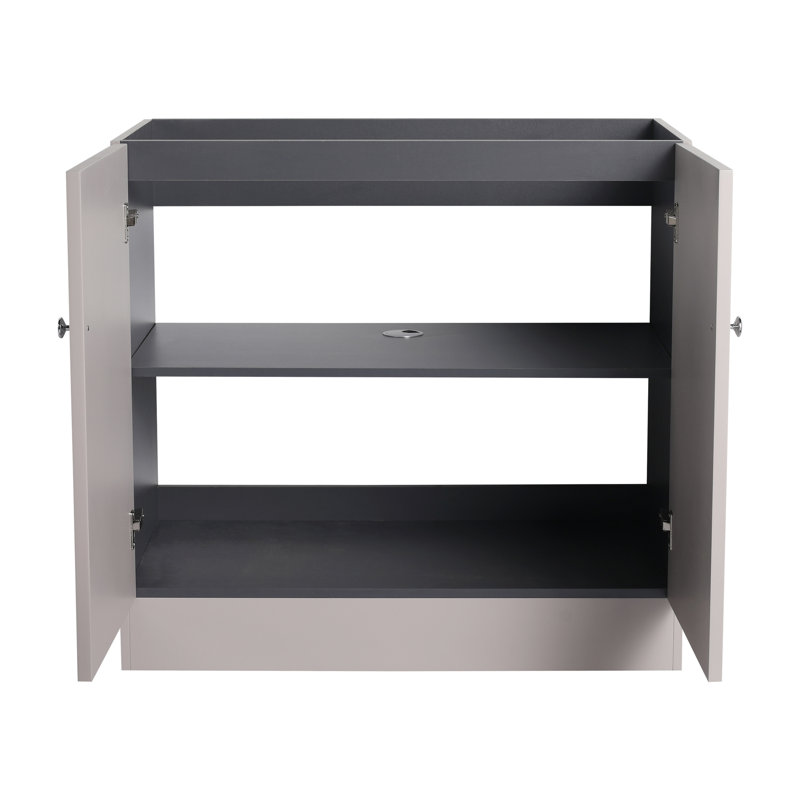 Meuble-lavabo kaki 36 po - Portes d'armoire à fermeture en douceur de style moderne en contreplaqué avec fonction spacieuse