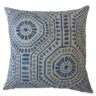 Nahuatl Geometric Feather Reversible Throw Pillow