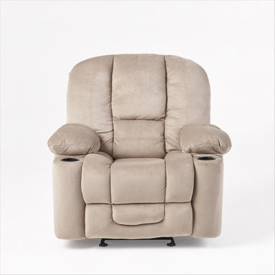 Luxurious Manual Recliner Chair with Skin-Friendly Fabric and Dual Cup Holders