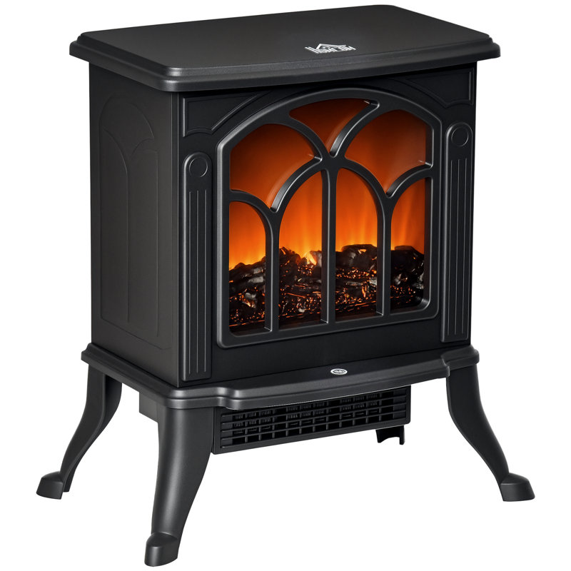 Freestanding Electric Fireplace Stove, Space Heater With Realistic Flame Effect, Adjustable Temperature, And Overheat Protection, 750W/1500W