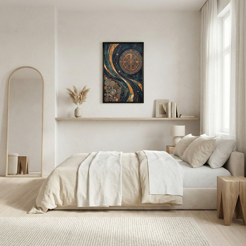 Bronze et sarcelle, art abstrait sur toile, H 36 po x l 24 po