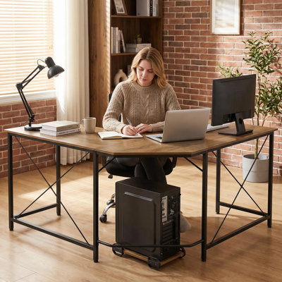 L-Shaped Steel Computer Desk