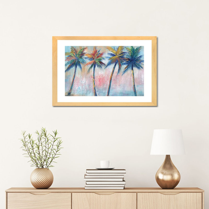 «Color Pop Palms» par Nan - impression, H 16 po x l 24 po x P 1 po, Encadré naturel
