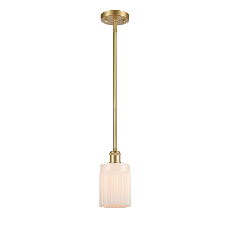 Luminaire suspendu en pot 1 lumière Lyman, Motif cannelé transparent, Ampoule DEL 6 watts Vinage, Bronze huilé