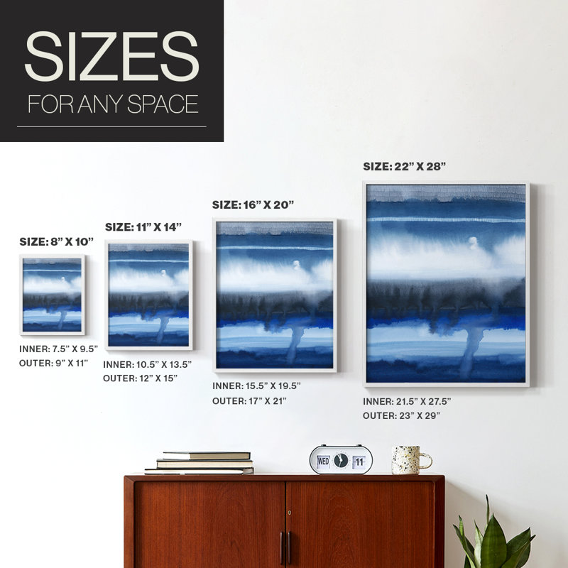 Deep Shore I Framed Print - Solid Wood, White, 20" H x 16" W