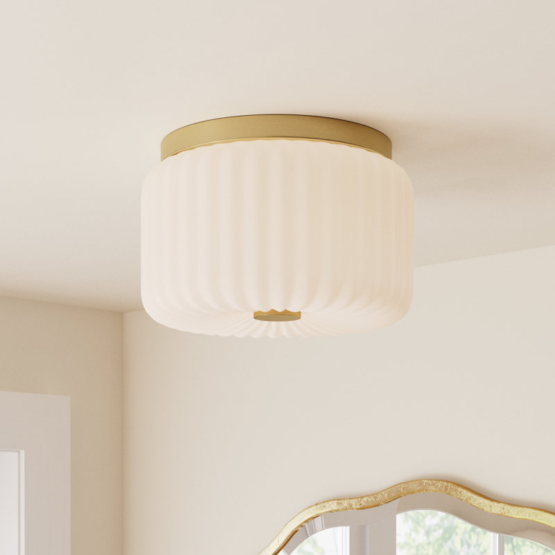 Willa Glass Flush Mount, Aged Brass