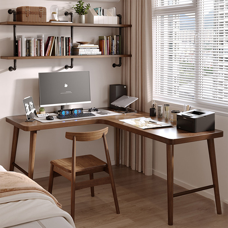 Bureau d'angle en L noyer, 29,53 po H * 55,12 po L * 39,37 po P, Gauche