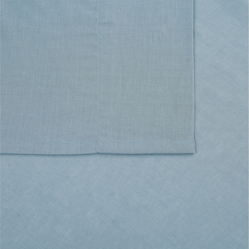 FRYE Cotton Linen Blend Sheet Set, Light Blue, King Sheet Set + Fitted Sheet + 2 Pillowcases