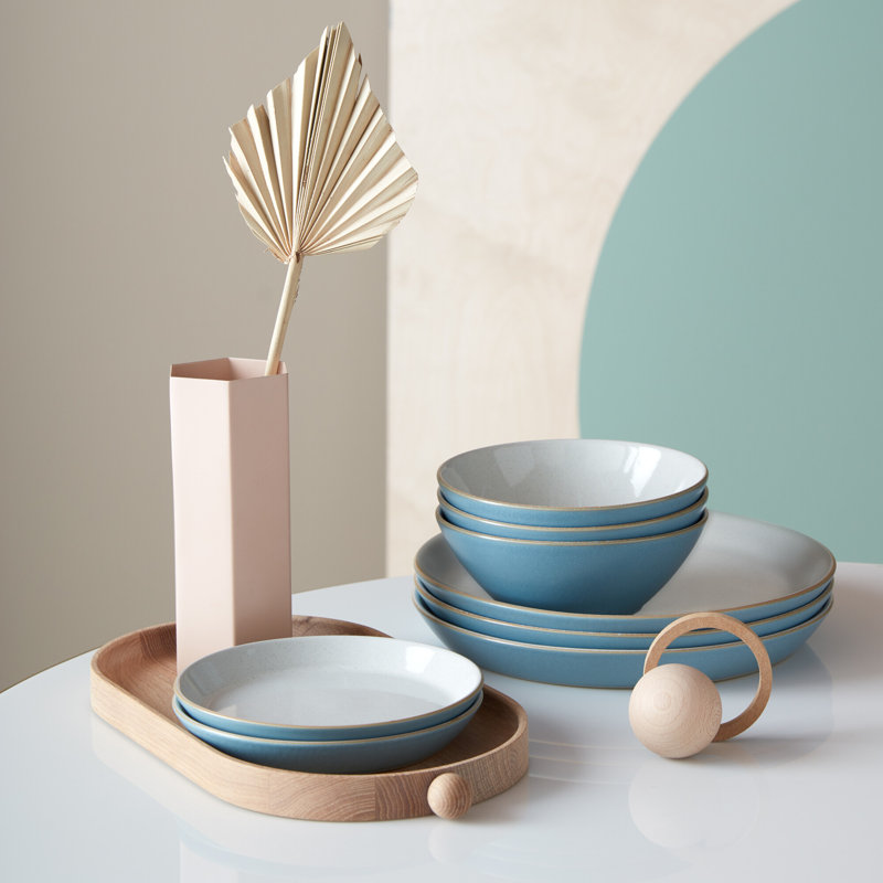 Denby Impression 12 Piece Dinnerware Set, Service for 4, Blue