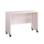 Mid-Century Mobile White Oak Writing Desk With Lock Wheel Feature And Space Study Four Rolling Wheels Back Panel