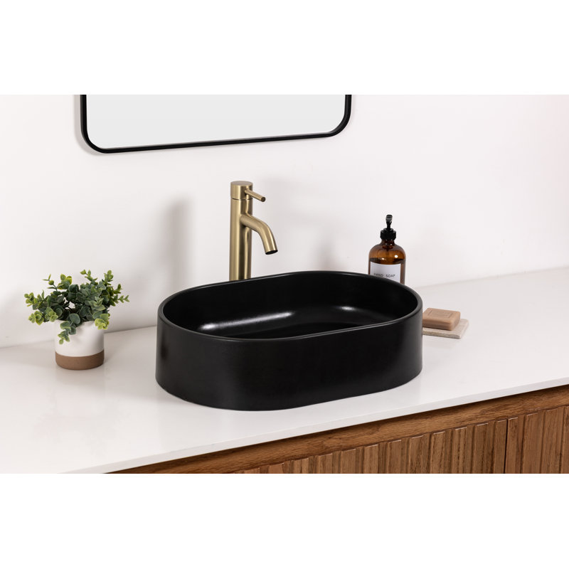 Lavabo vasque de salle de bain ovale en béton Luna, Charcoal Black