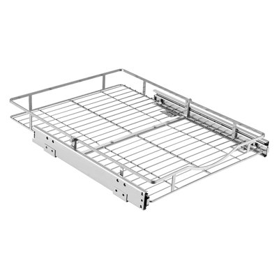 Pull-Out Cabinet Organizer 16.93"W x 21.06"D, Steel Sliding Drawers for Kitchen, Bathroom, Pantry, and Home Storage, Chrome-Plated Finish, Durable Sliding Shelves for Base Cabinets
