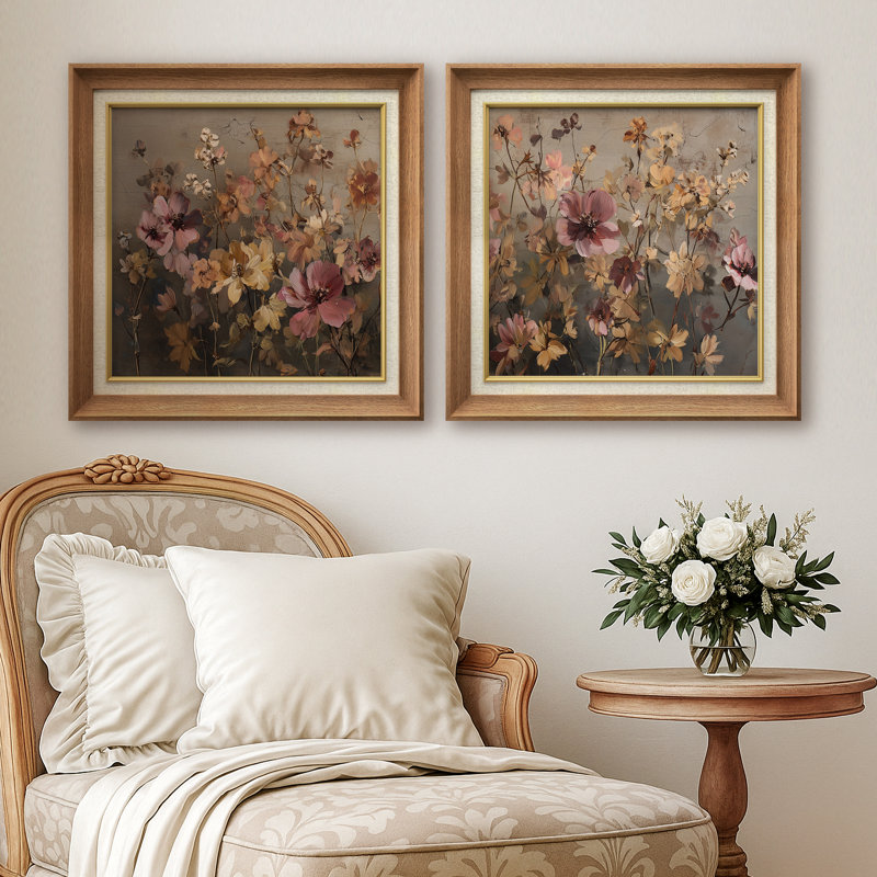Reproduction d'art mural encadré de la chambre des maîtres, H 26 po x l 26 po, Cadre de galerie naturel