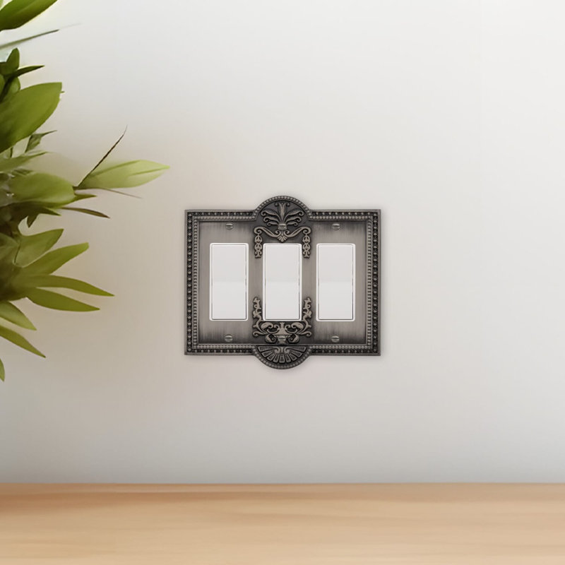 Meadows 3-Gang Rocker Wall Plate, Antique Pewter