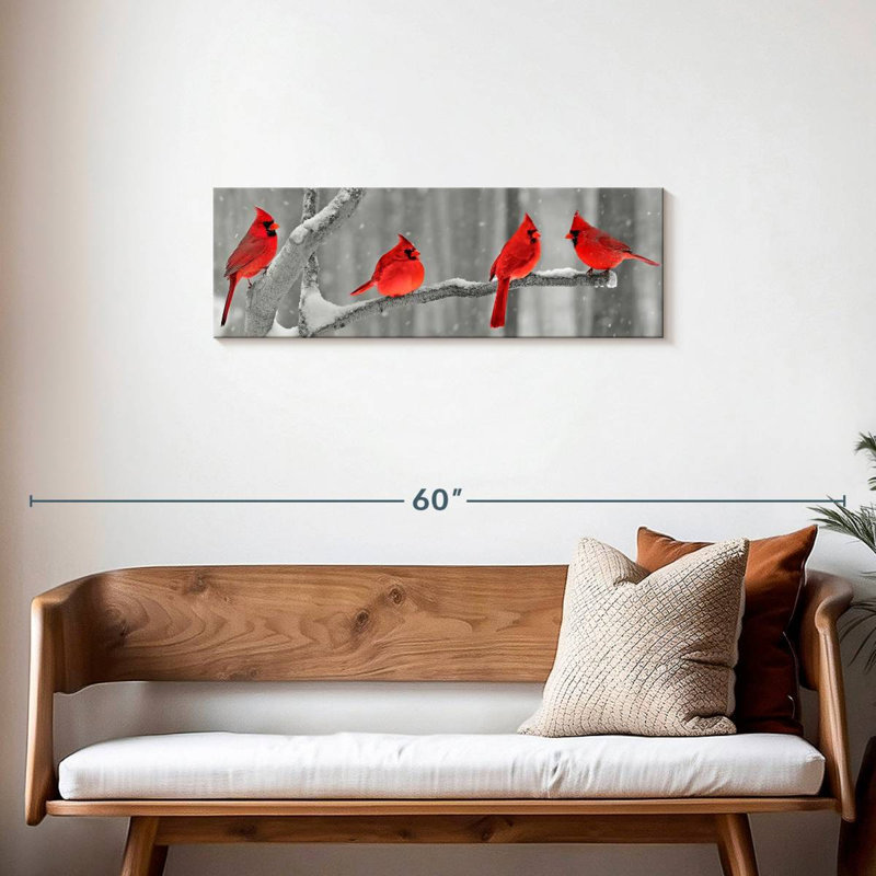 Cardinal Birds, reproduction sur toile, H 12 po x l 36 po x P 1,25 po