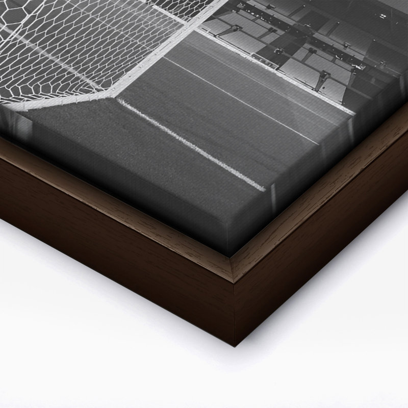 Terrain de soccer, Canvas, 11"H x 14"W, Brown Framed