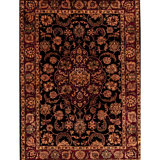 Hand-Knotted High-Quality Black and Red Area Rug