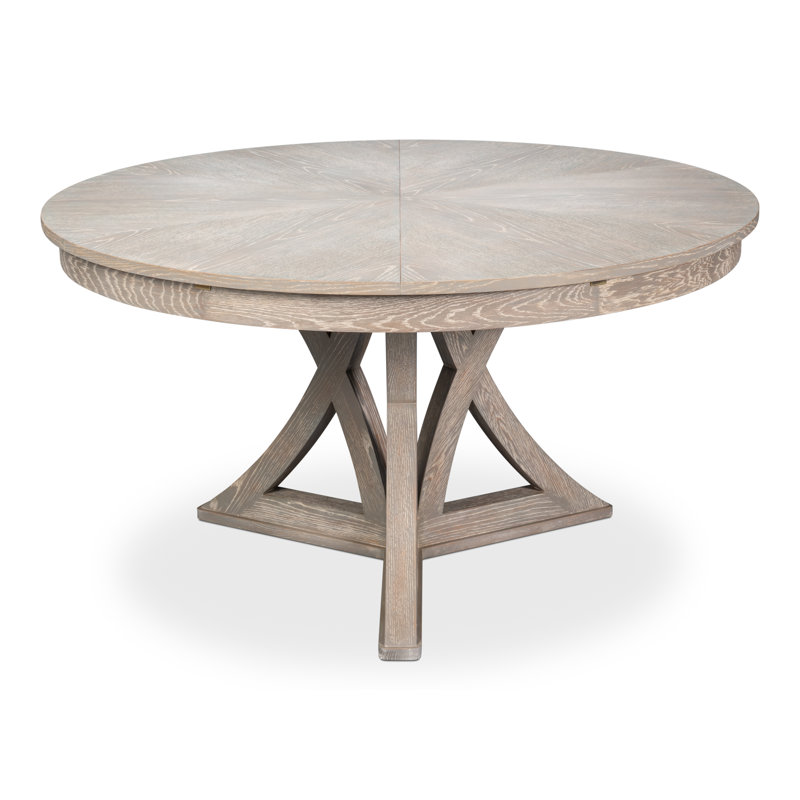 Casual Oak Round Dining Table, 30"H x 55"L x 55"W, Moonskin