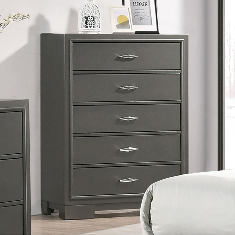 1 pièce Commode 5 tiroirs en acrylique de style contemporain avec pieds en métal