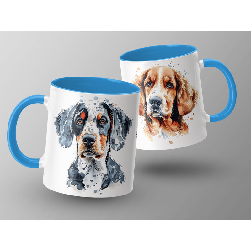 Watercolor Beagle Dogs Design 11oz Coffee Mug, Light Blue, 3