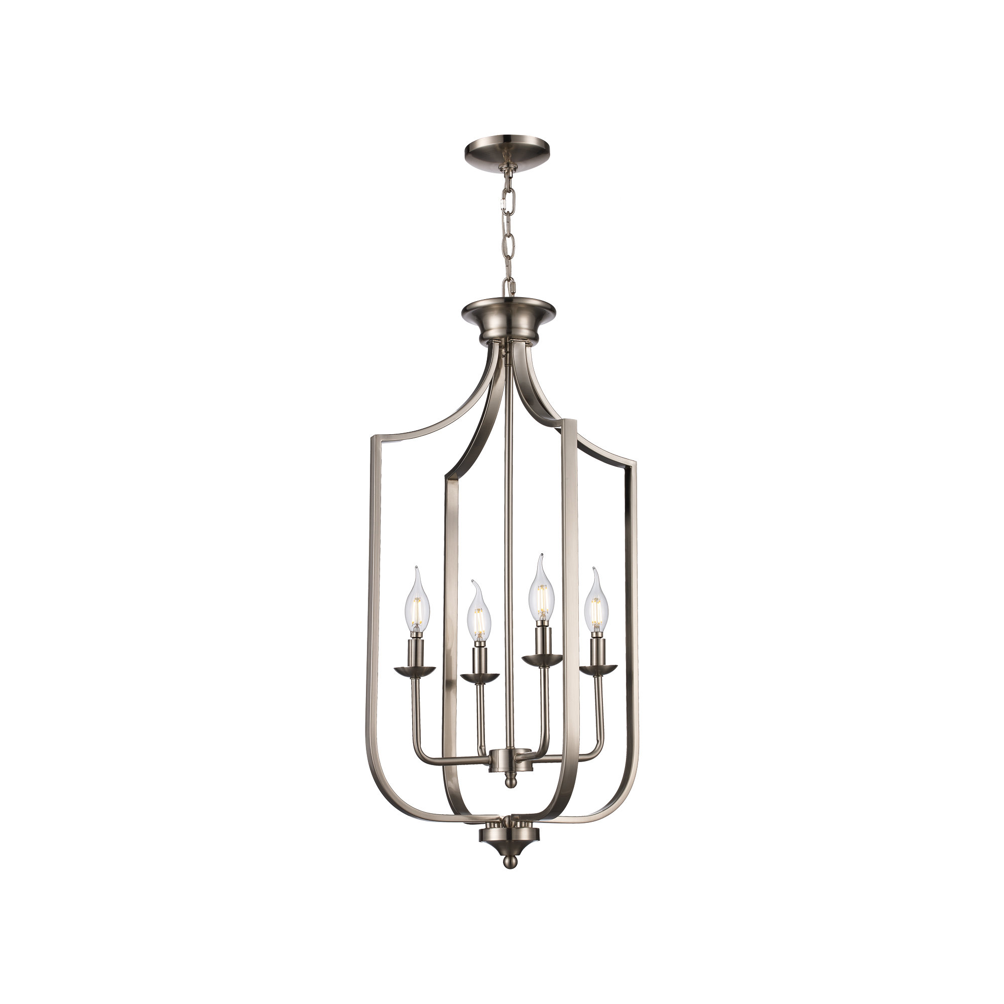 Baril 4 - Light Lantern Empire Chandelier, Brushed Nickel, Large