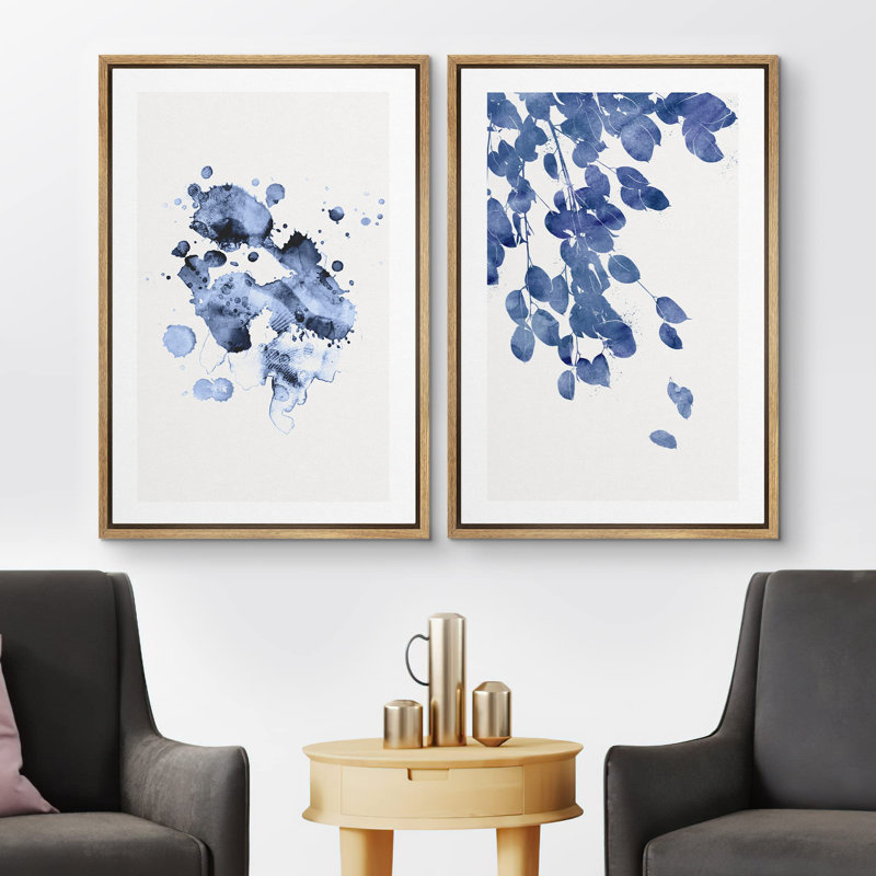 Bleu, aquarelle, peinture pastel, plantes de la forêt, nature sauvage, illustrations, art rustique minimal, Naturel
