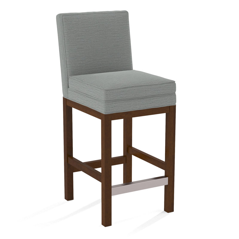 Upholstered Stool, Gray Sugar Performance; 0863-84, Coffee Finish