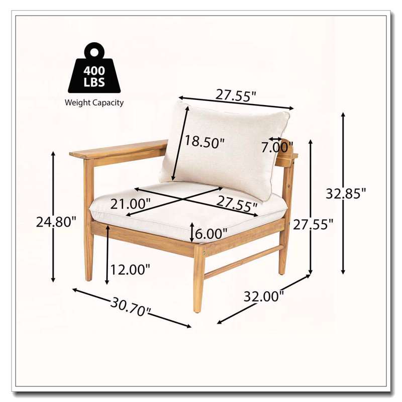 Canapé d'extérieur en bois d'acacia à gauche
