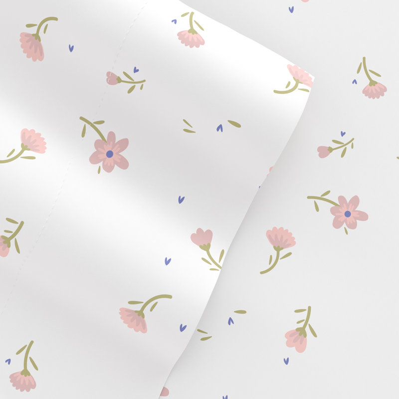 8-Piece Bedding Bundle - Solid Duvet Cover, Comforter Insert, and Patterned Sheet Set, Queen Bedding Bundle, Blush Floral