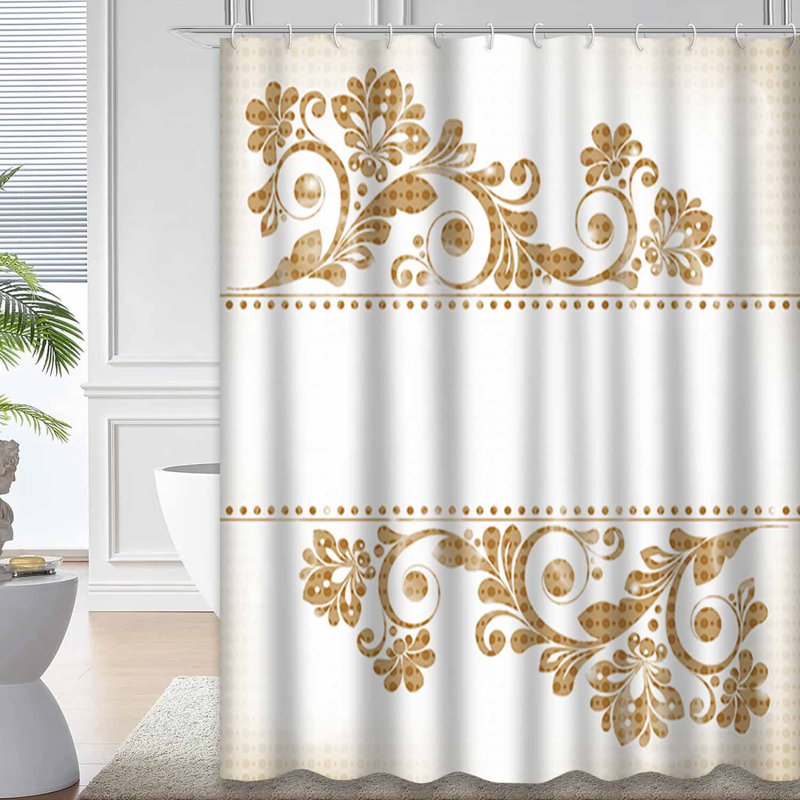 Rideau de douche imperméable à motif floral rétro avec 12 crochets, L 72 po x l 72 po
