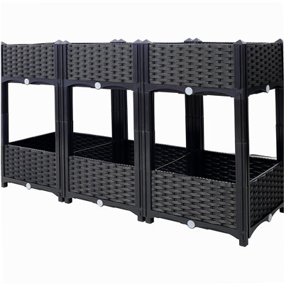 Planter Raised Beds - Elevated Planter Garden Box with Drainage Plug Raised Garden Beds for Vegetable/Flower/Herb Outdoor Standing Planter Beds Gardening Kit,Black,47.2"x15.7"x27.7"