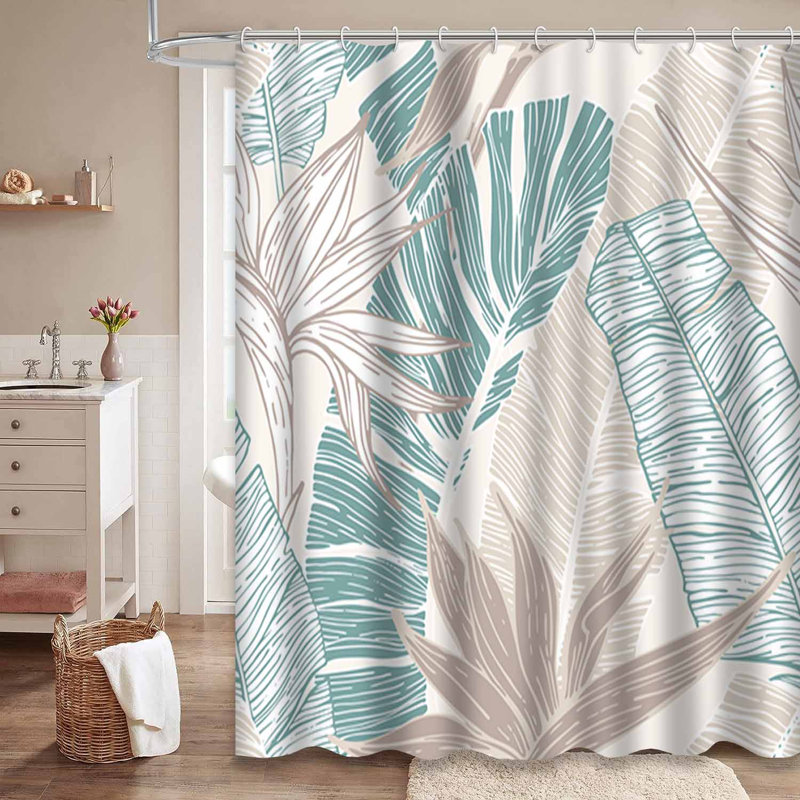 Rideau de douche imperméable à motif de feuilles de bananier et de paradis tropical avec 12 crochets, L 72 po x l 72 po