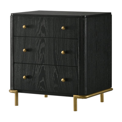 3-drawer Nightstand Black by Everly Quinn