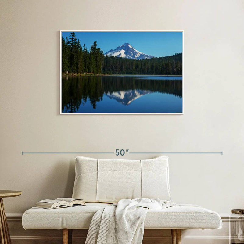 Mount Hood Reflection, Floating Frame White, 31" X 21"