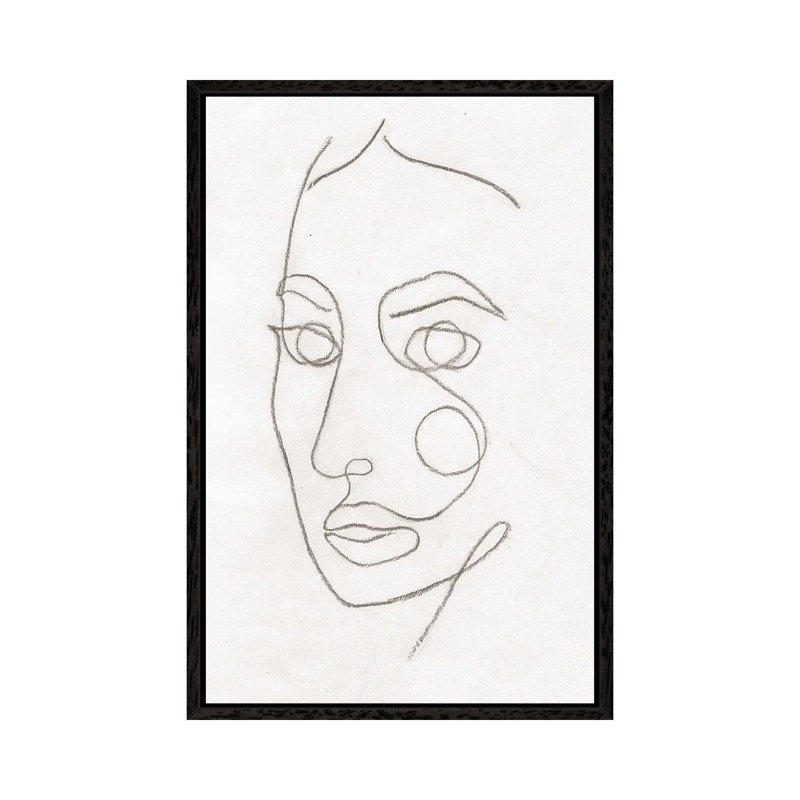 Line Art Woman Face II 1 Piece Wall Art on Canvas, 66.04cm H x 45.72cm W x 3.81cm D, Black Framed
