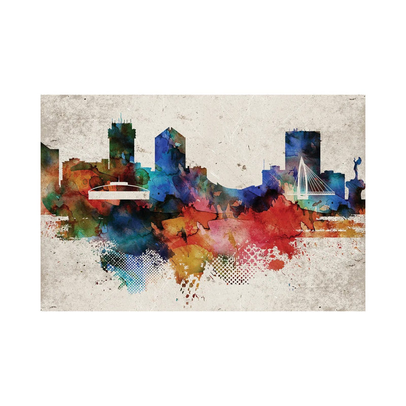 Wichita Abstract Skyline - Wrapped Canvas Print, 101.6 cm H x 66.04 cm W