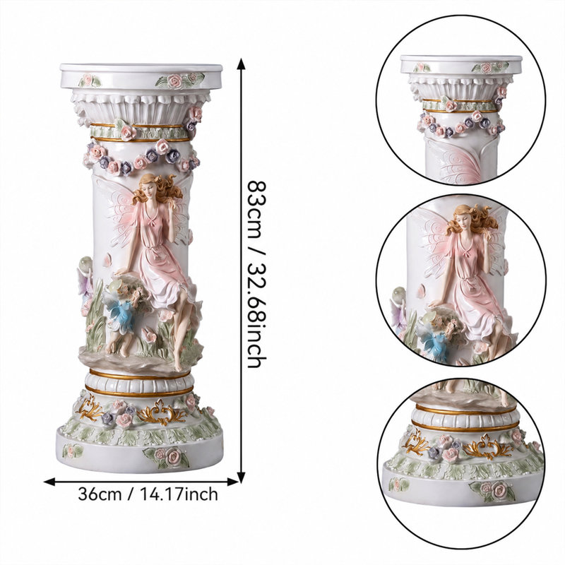 Colonne décorative de style romain avec relief en résine pour une utilisation intérieure et extérieure